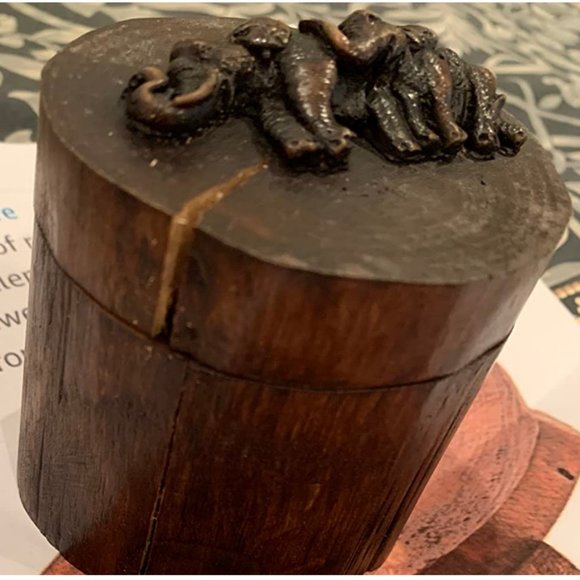 Wooden Jewelry Box Elephant Decor Jungle African Safari Rustic Table Decoration - Picture 3 of 8